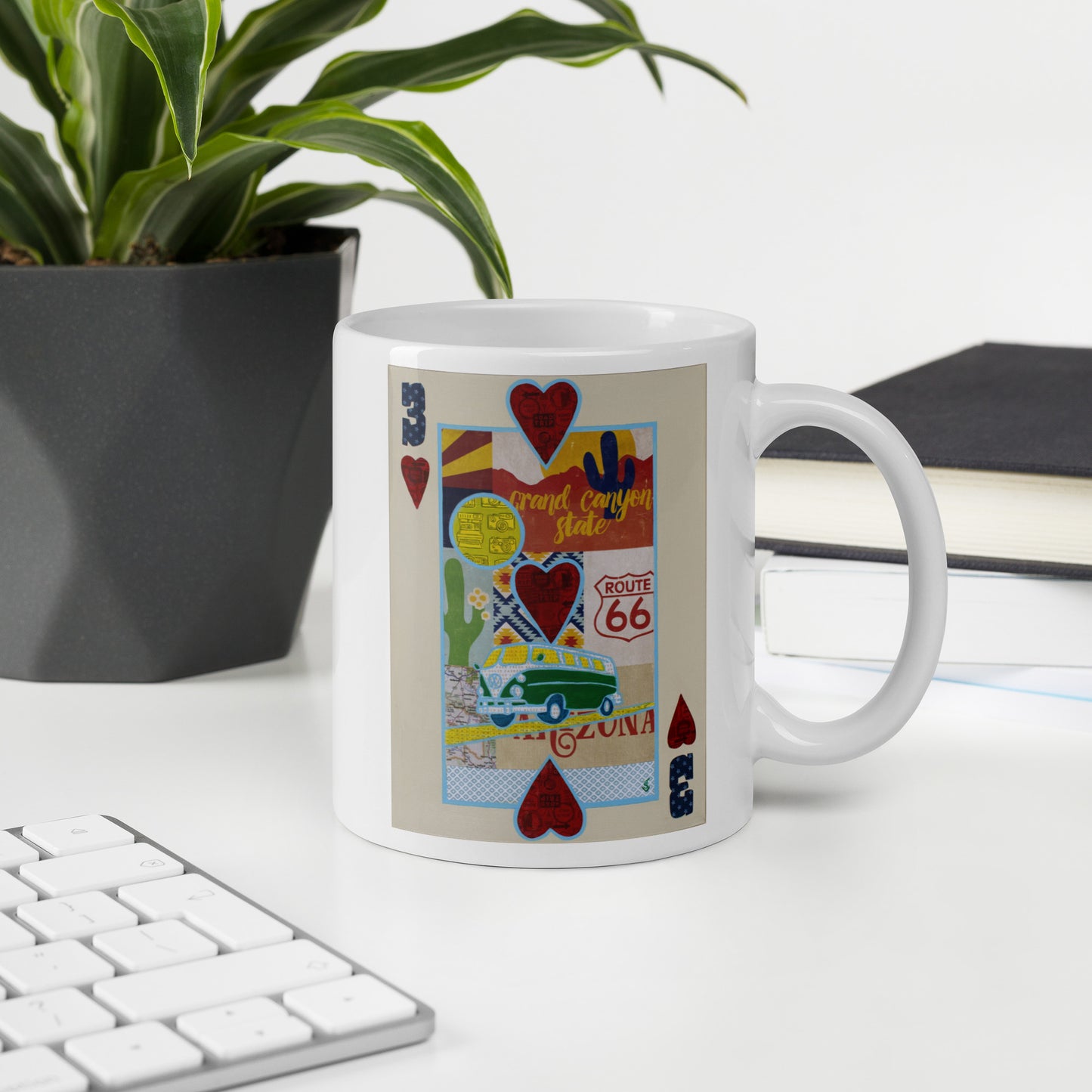 Three of Hearts by Suzanne Villella | White glossy mug