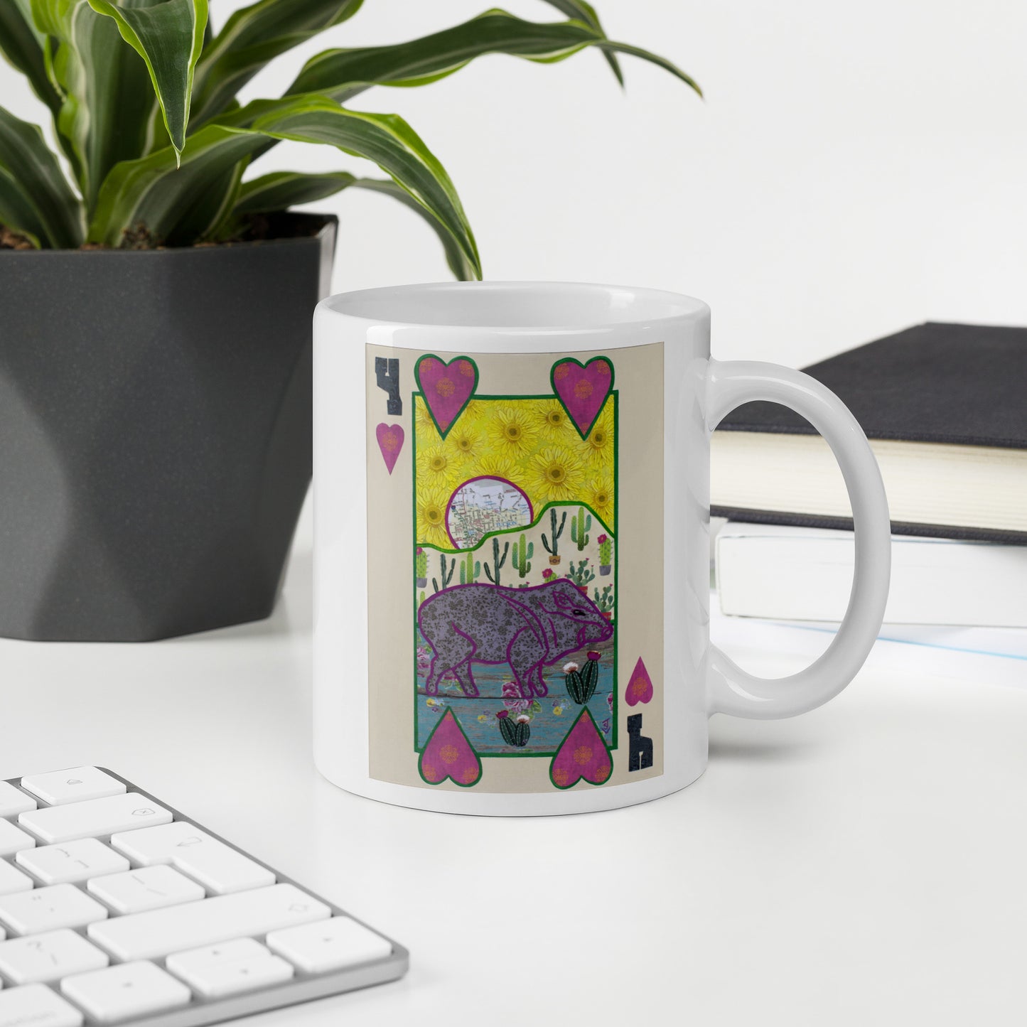 Four of Hearts by Suzanne Villella | White glossy mug