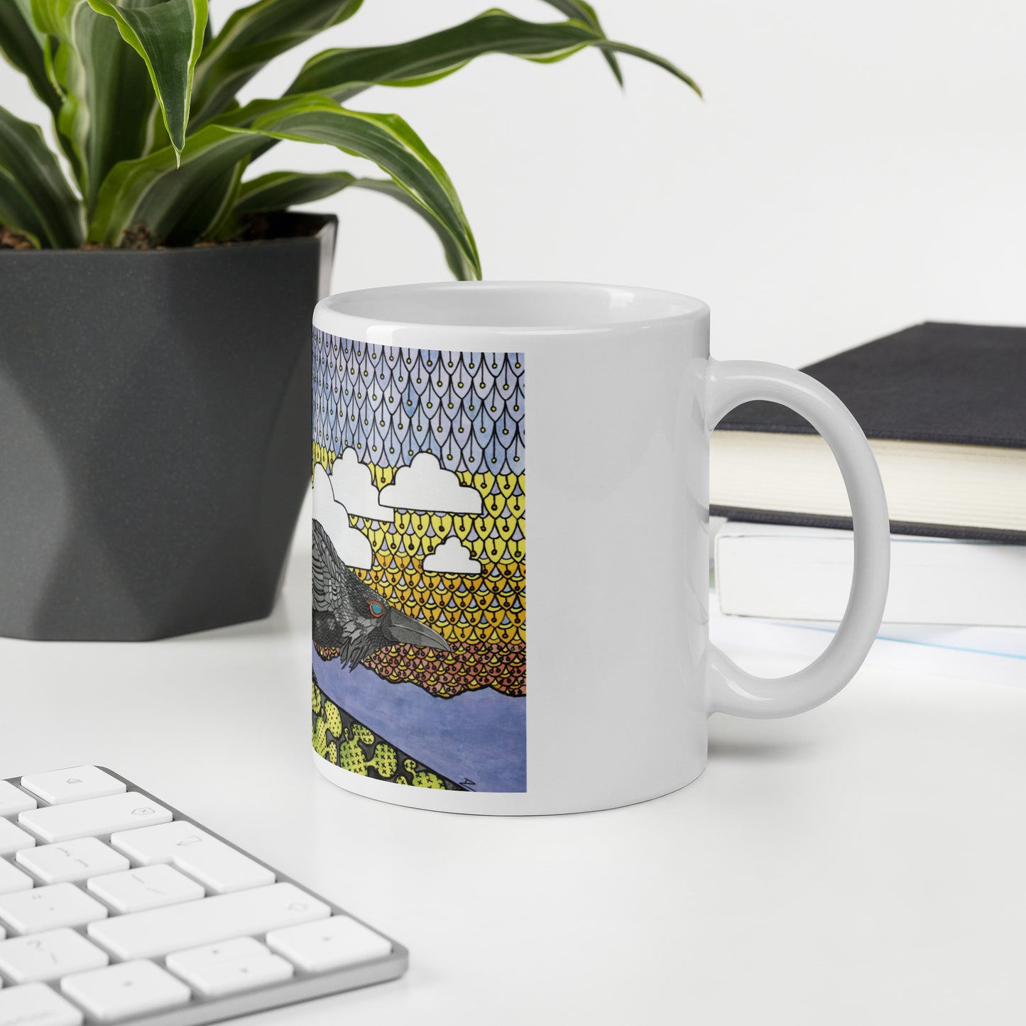 The Winged One by Ralph Philabaum | White glossy mug