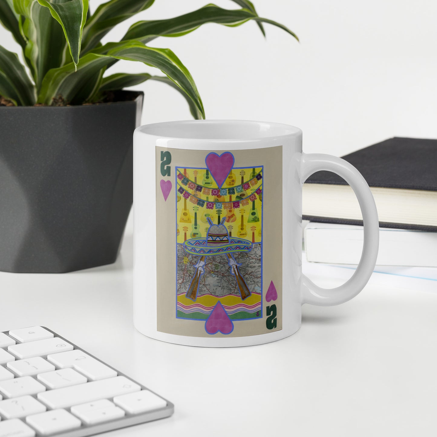 Two of Hearts by Suzanne Villella | White glossy mug