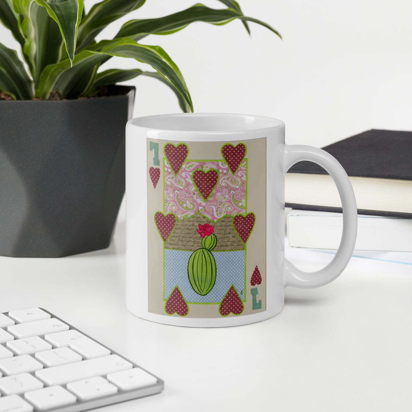 Seven of Hearts by Suzanne Villella | White glossy mug