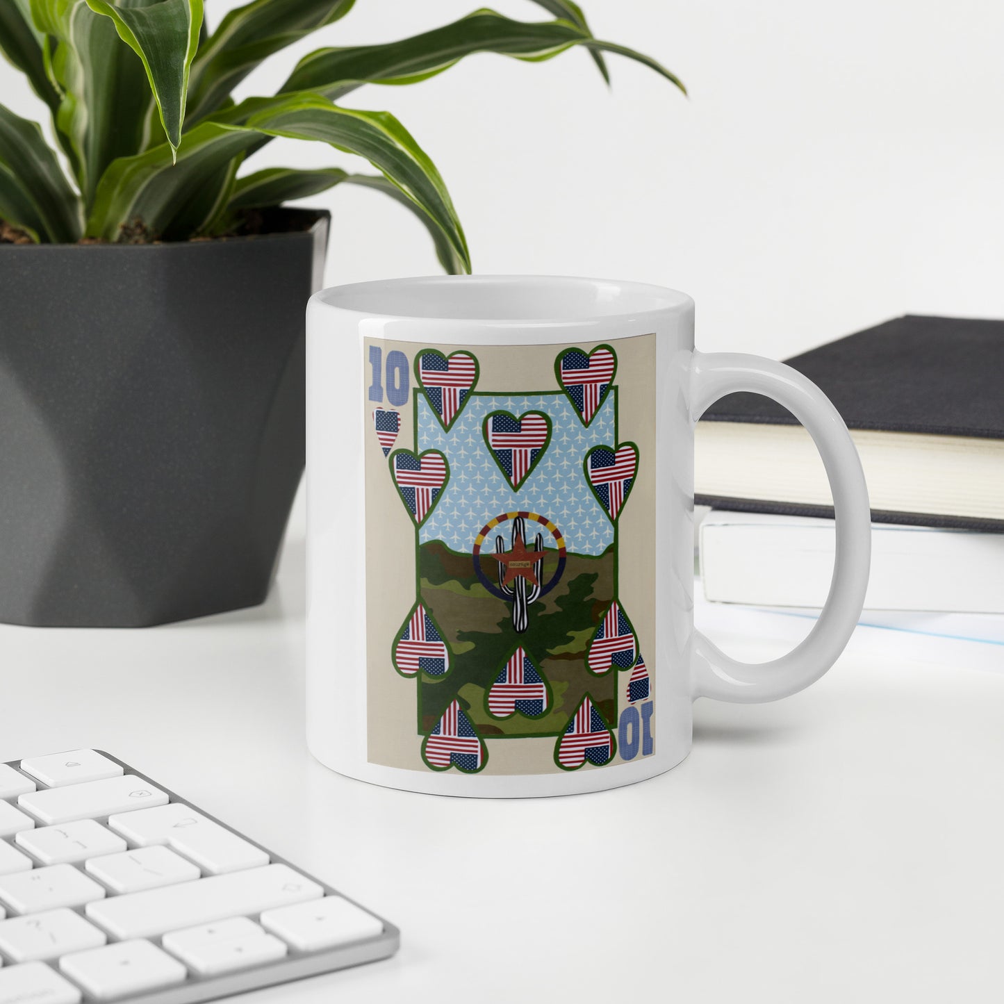 Ten of Hearts by Suzanne Villella | White glossy mug