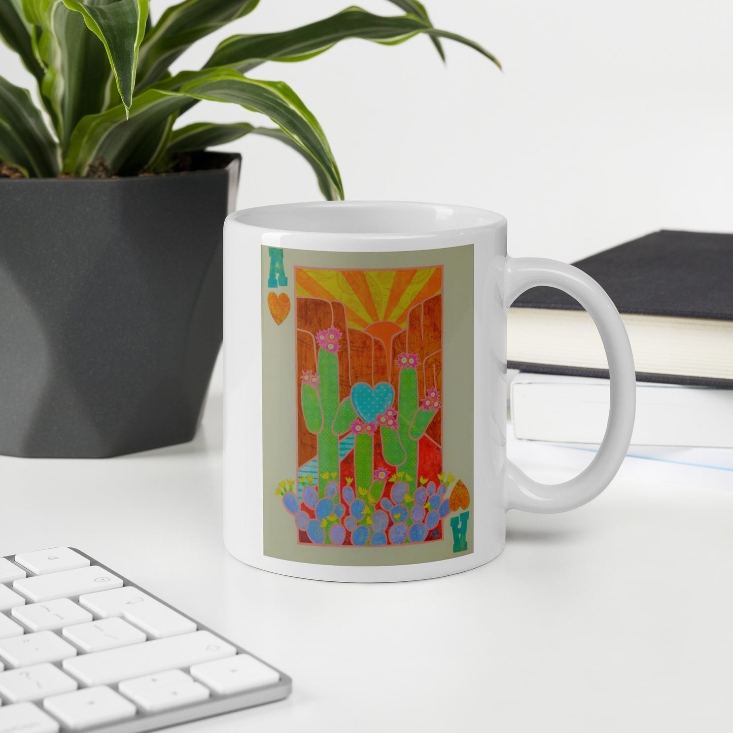 Ace of Hearts by Suzanne Villella | White glossy mug