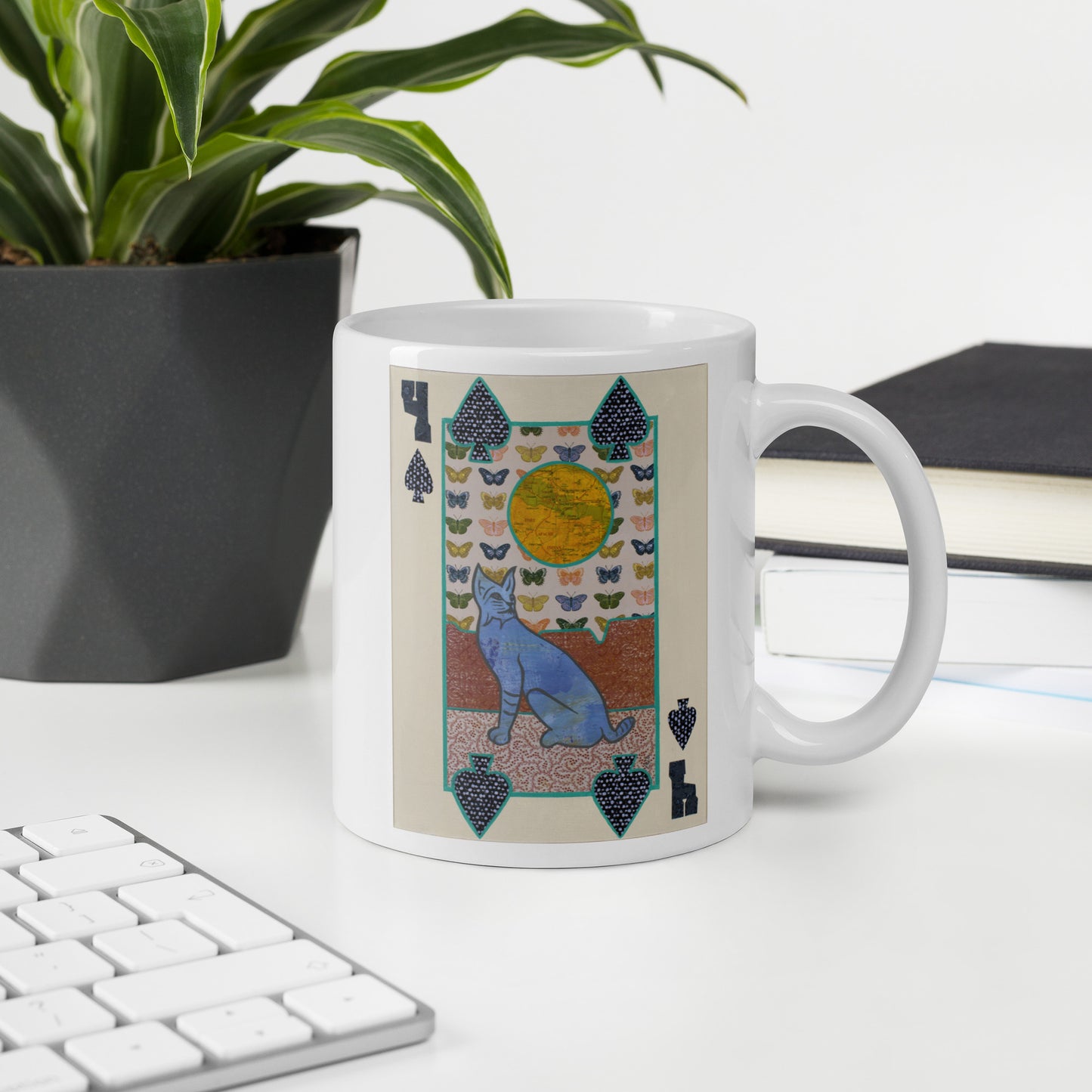 Four of Spades by Suzanne Villella | White glossy mug