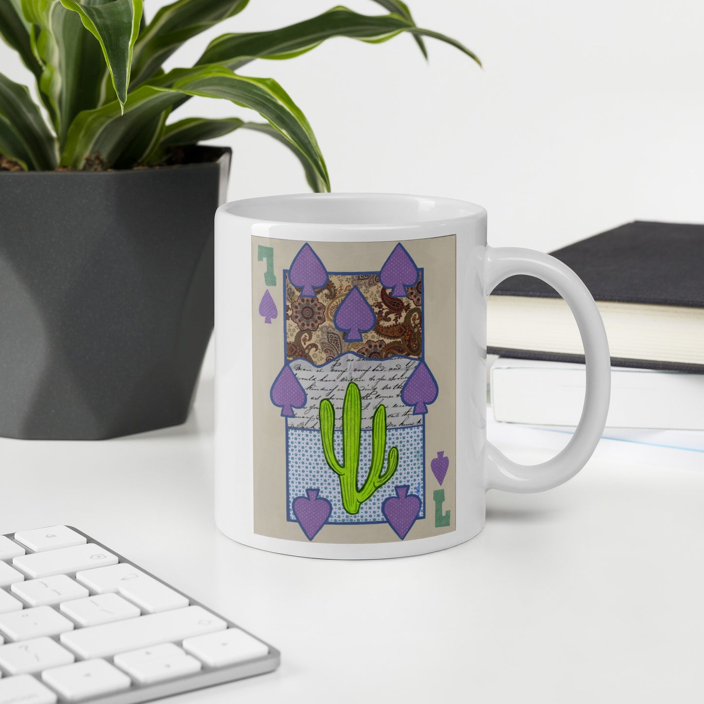 Seven of Spades by Suzanne Villella | White glossy mug