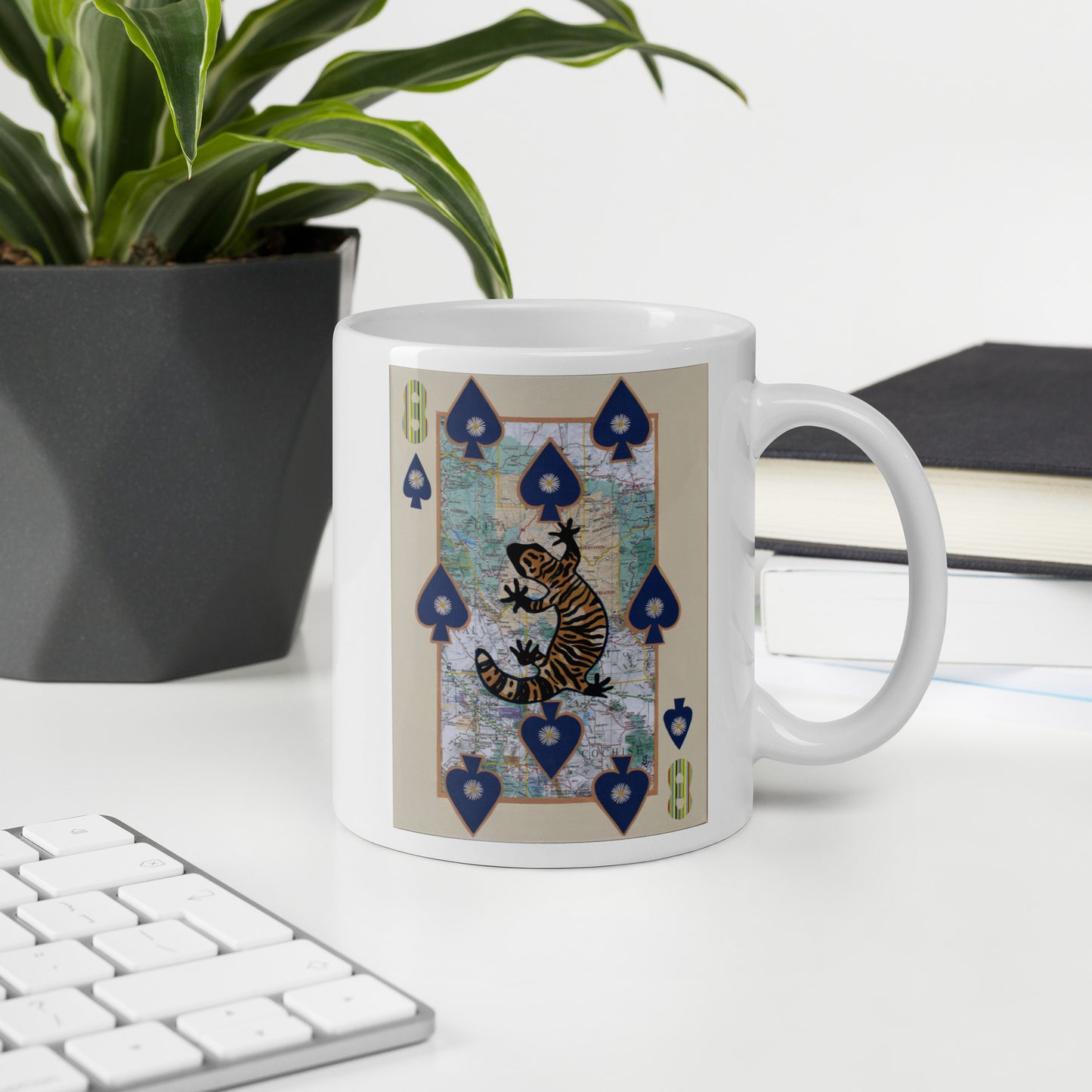 Eight of Spades by Suzanne Villella | White glossy mug