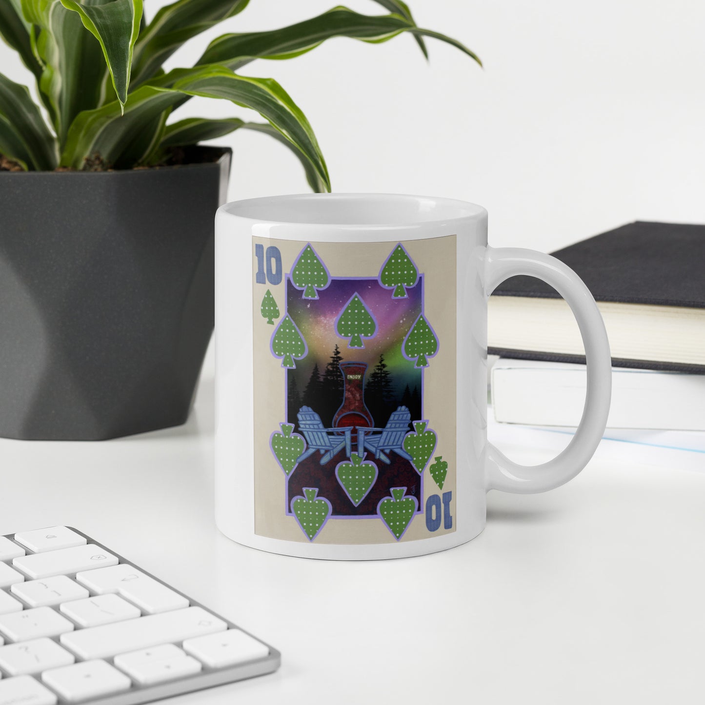 Ten of Spades by Suzanne Villella | White glossy mug