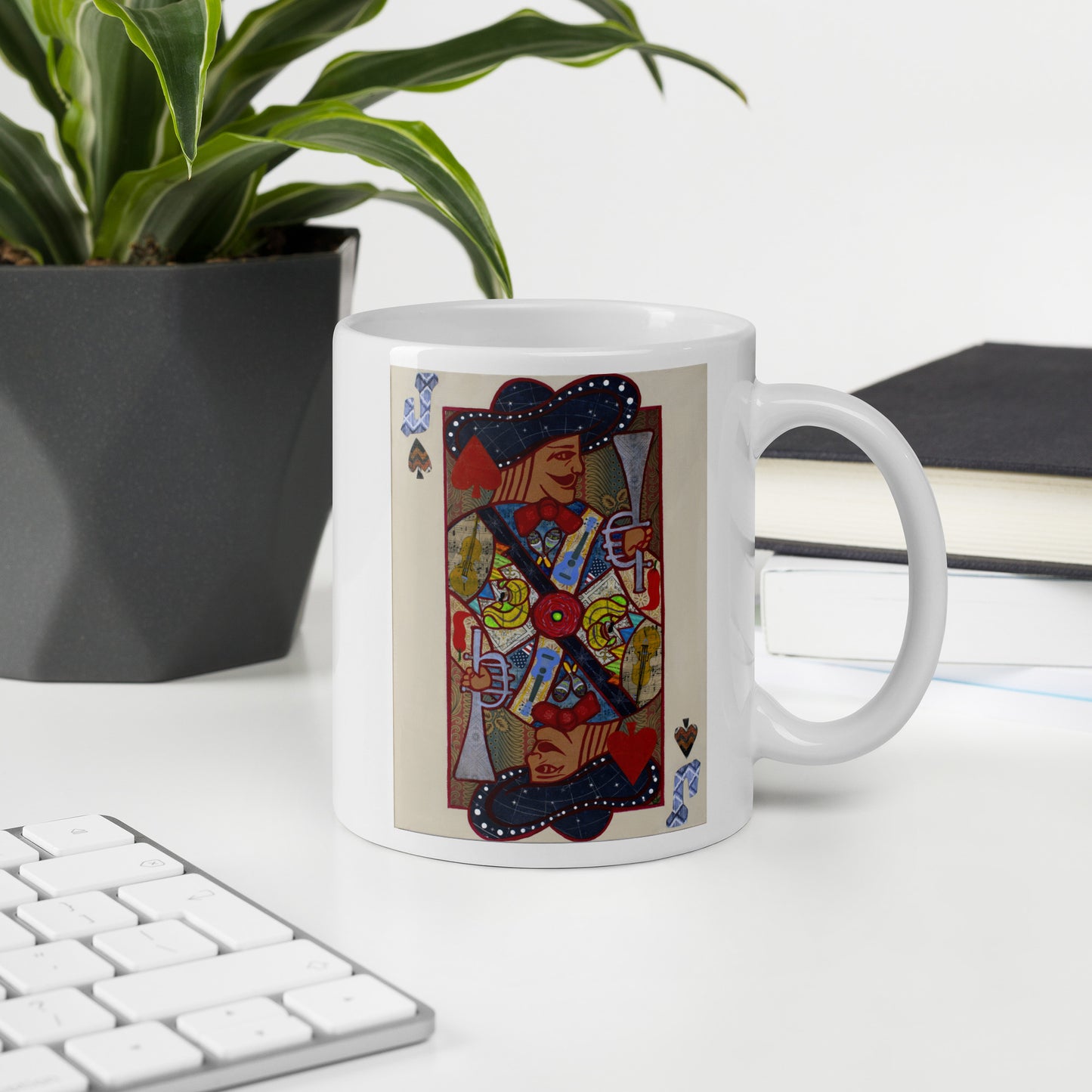 Jack of Spades by Suzanne Villella | White glossy mug