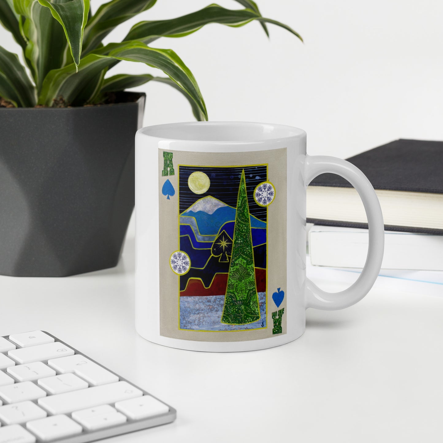 Ace of Spades by Suzanne Villella | White glossy mug