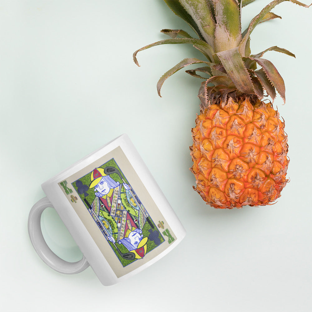 King of Clubs by Suzanne Villella | White glossy mug