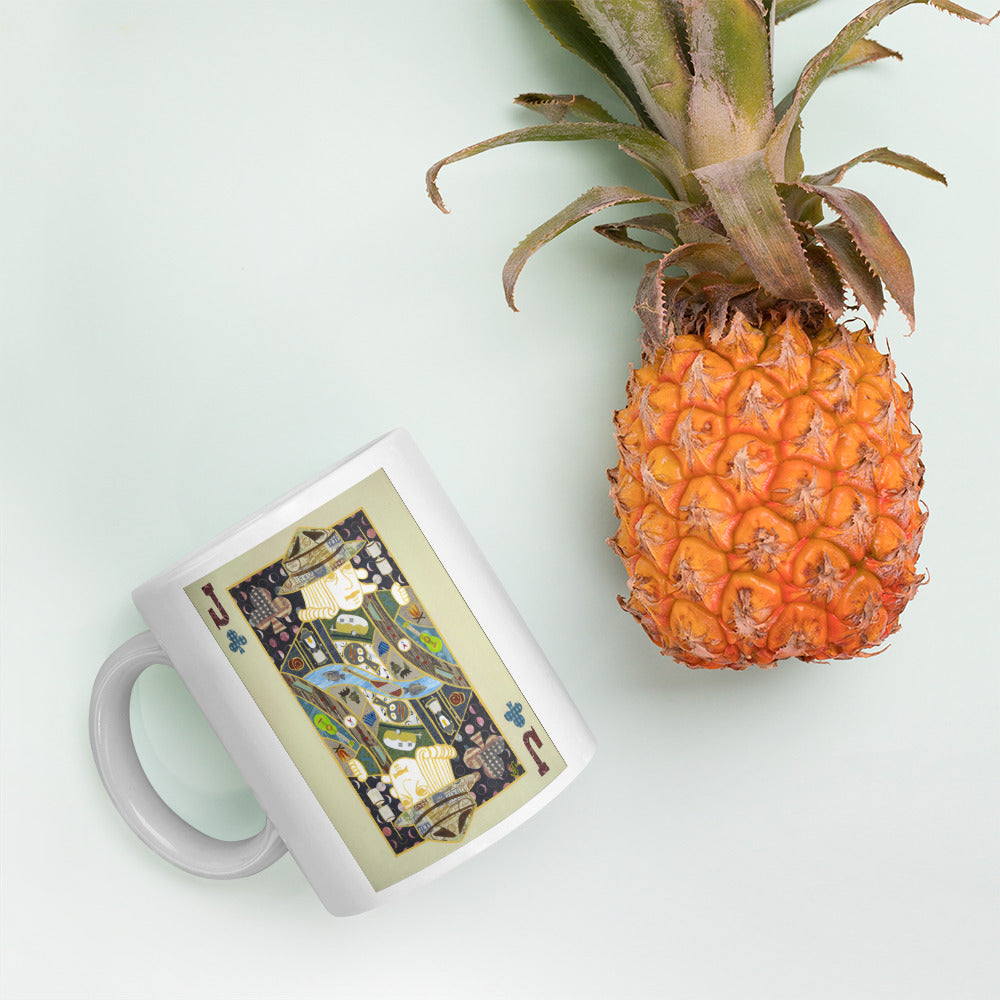 Jack of Clubs by Suzanne Villella | White glossy mug