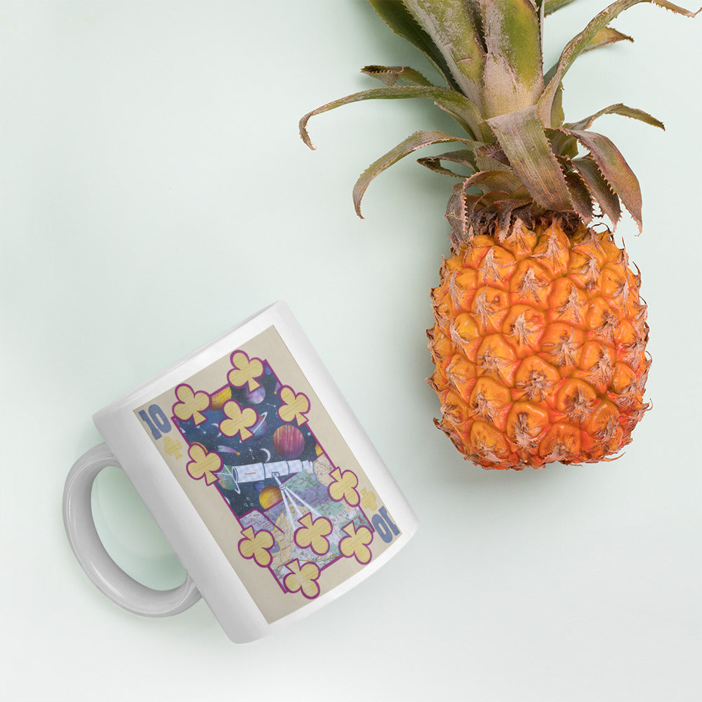 Ten of Clubs by Suzanne Villella | White glossy mug