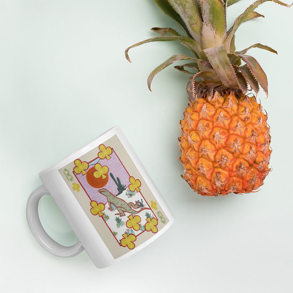 Eight of Clubs by Suzanne Villella | White glossy mug