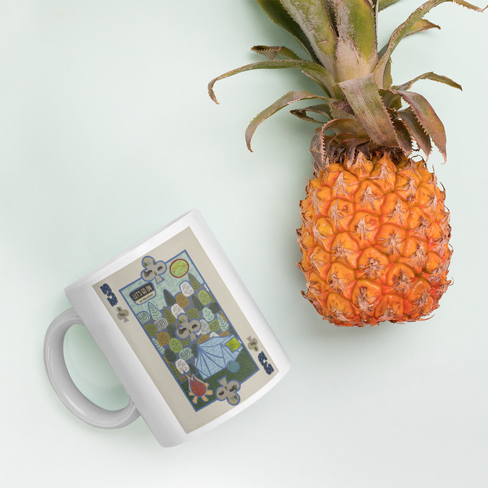 Three of Clubs by Suzanne Villella | White glossy mug