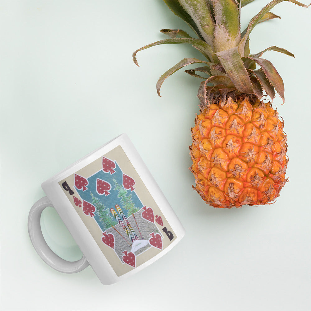 Nine of Spades by Suzanne Villella | White glossy mug