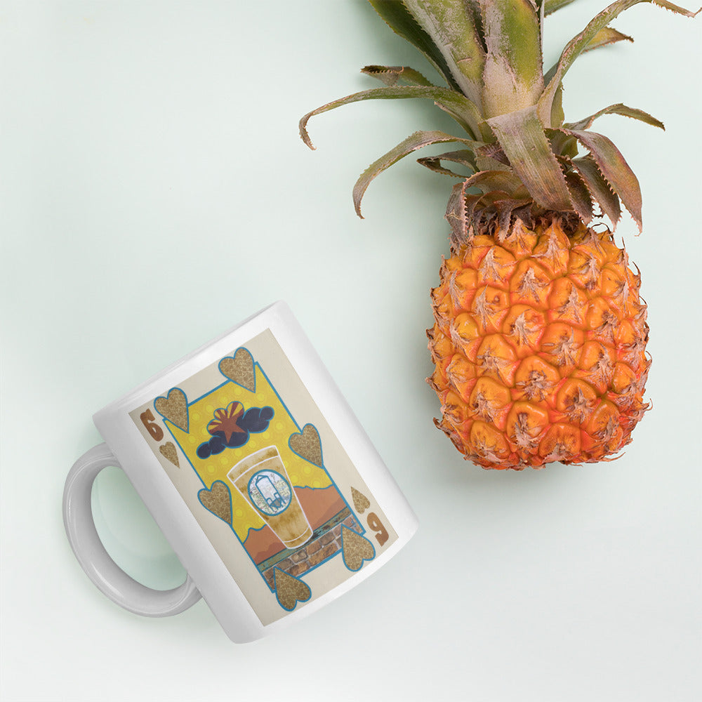 Six of Hearts by Suzanne Villella | White glossy mug