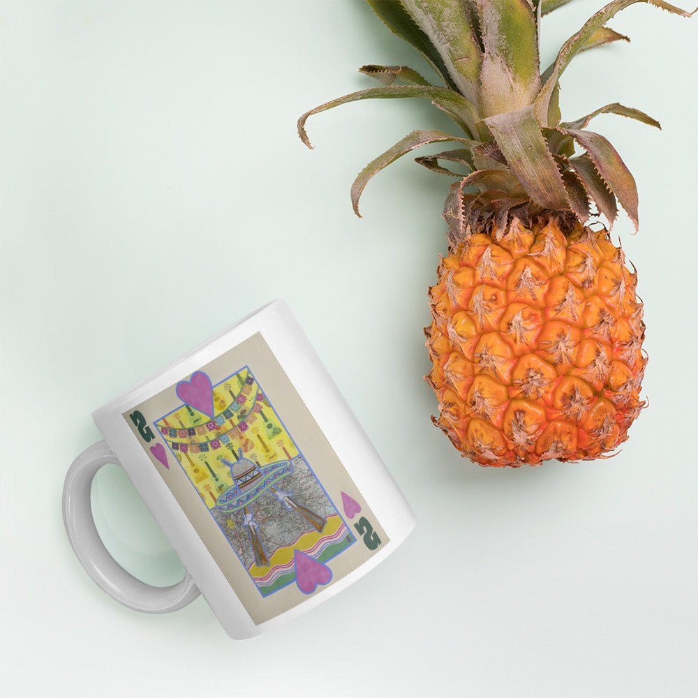 Two of Hearts by Suzanne Villella | White glossy mug