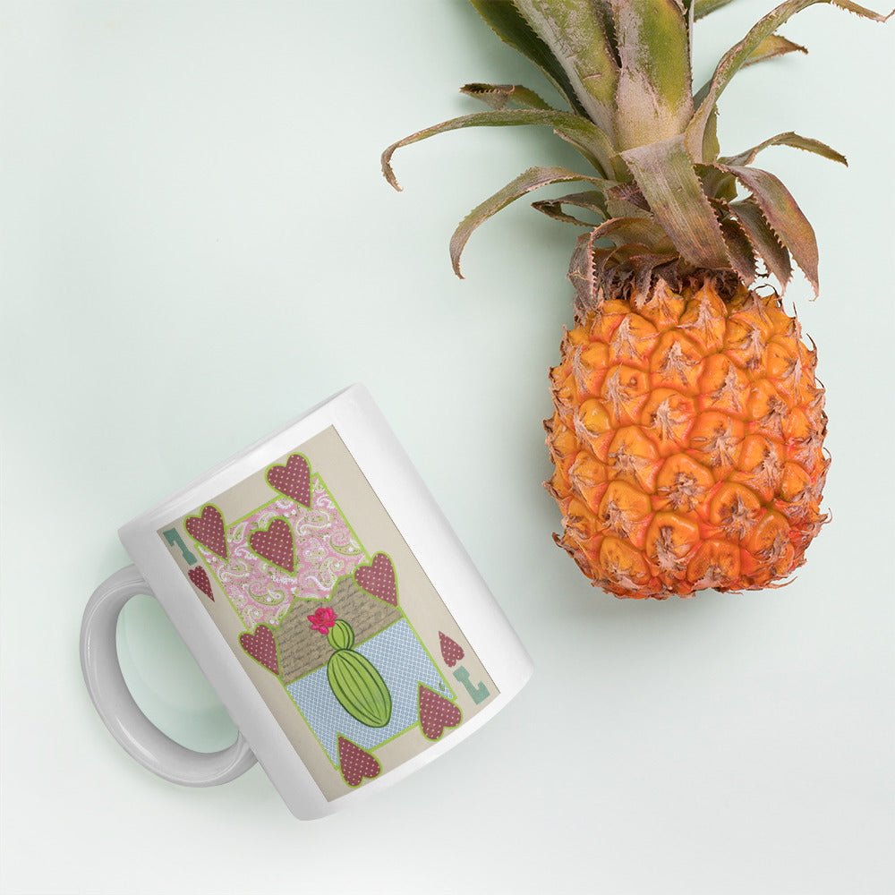 Seven of Hearts by Suzanne Villella | White glossy mug