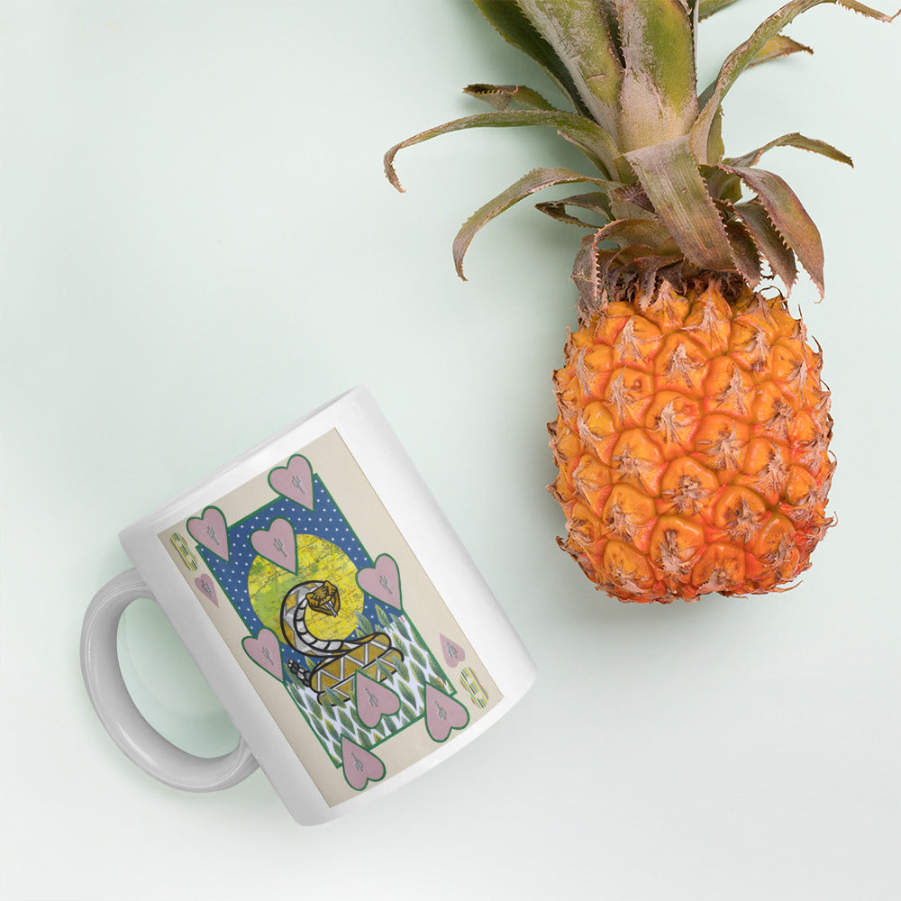 Eight of Hearts by Suzanne Villella | White glossy mug