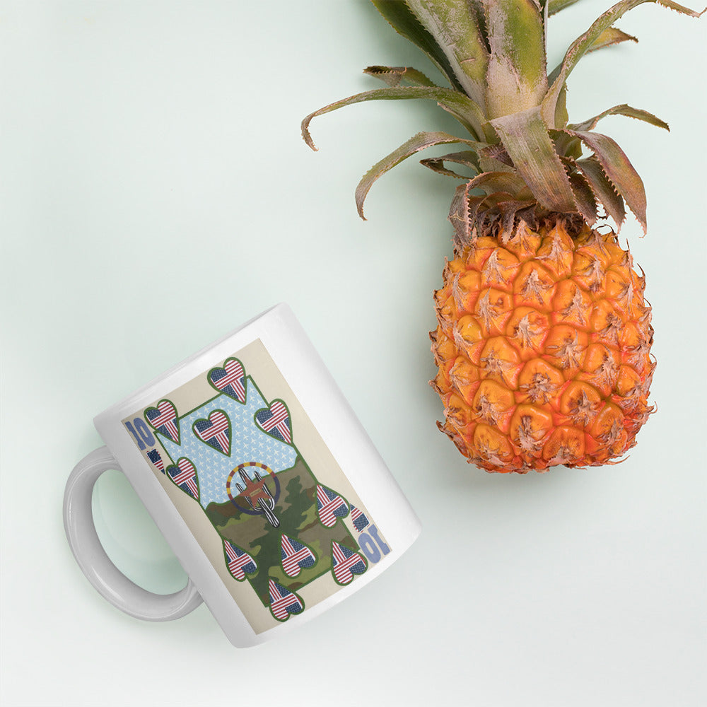 Ten of Hearts by Suzanne Villella | White glossy mug