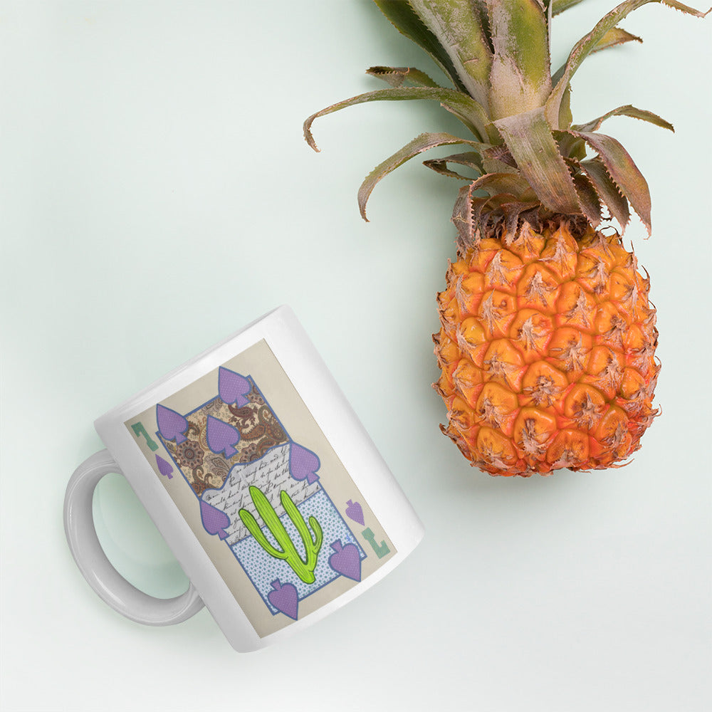 Seven of Spades by Suzanne Villella | White glossy mug