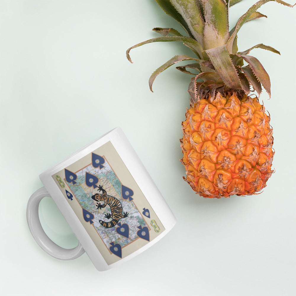 Eight of Spades by Suzanne Villella | White glossy mug