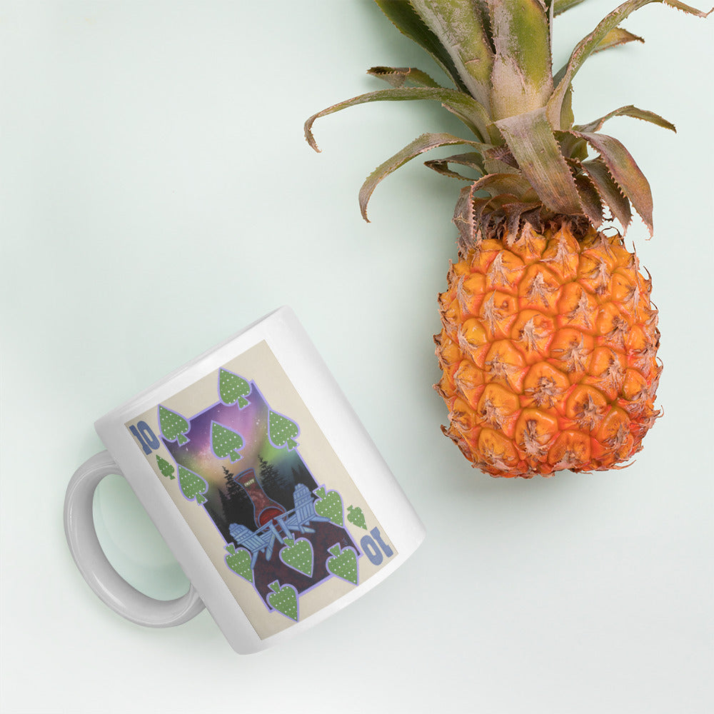 Ten of Spades by Suzanne Villella | White glossy mug