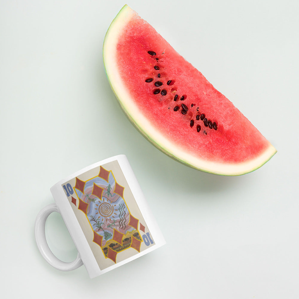 Ten of Diamonds by Suzanne Villella | White glossy mug