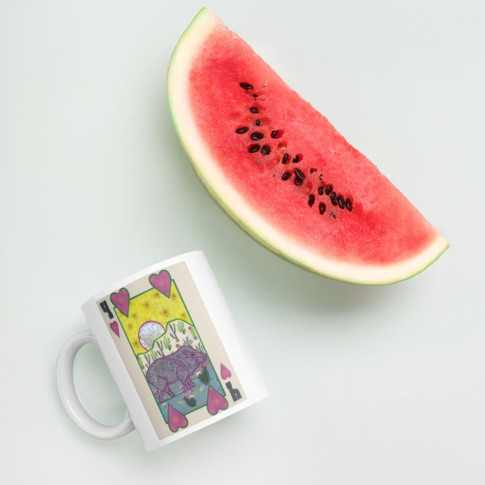 Four of Hearts by Suzanne Villella | White glossy mug