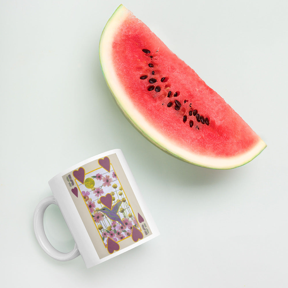 Five of Hearts by Suzanne Villella | White glossy mug