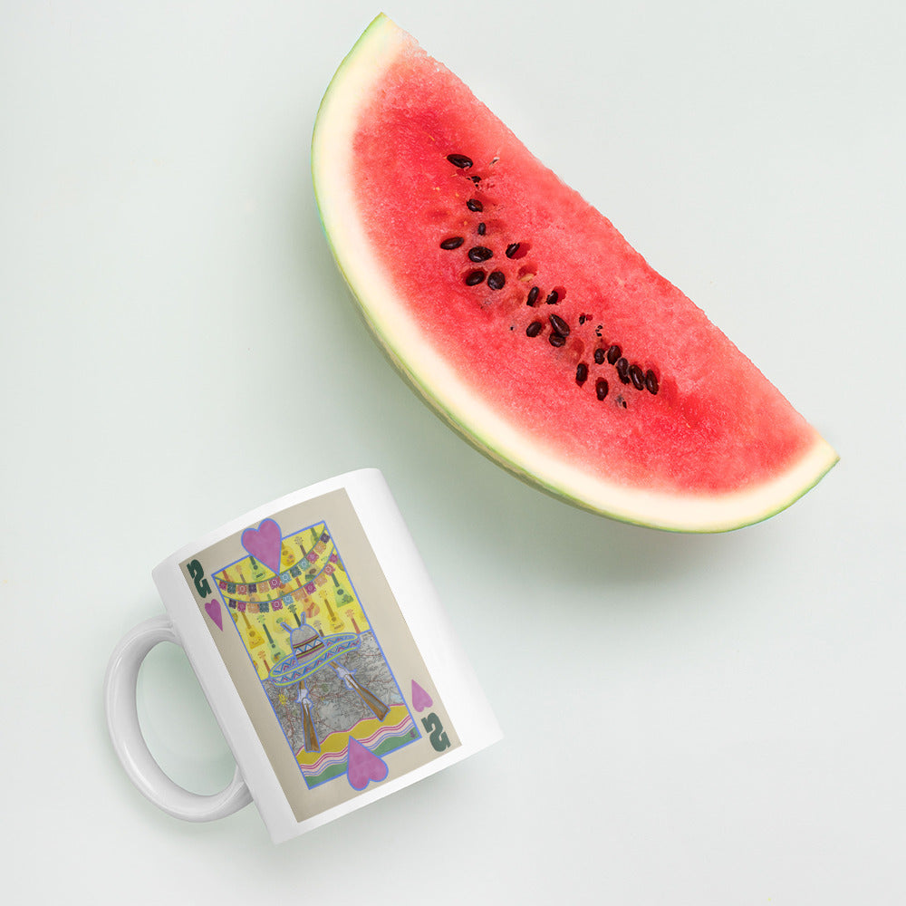 Two of Hearts by Suzanne Villella | White glossy mug