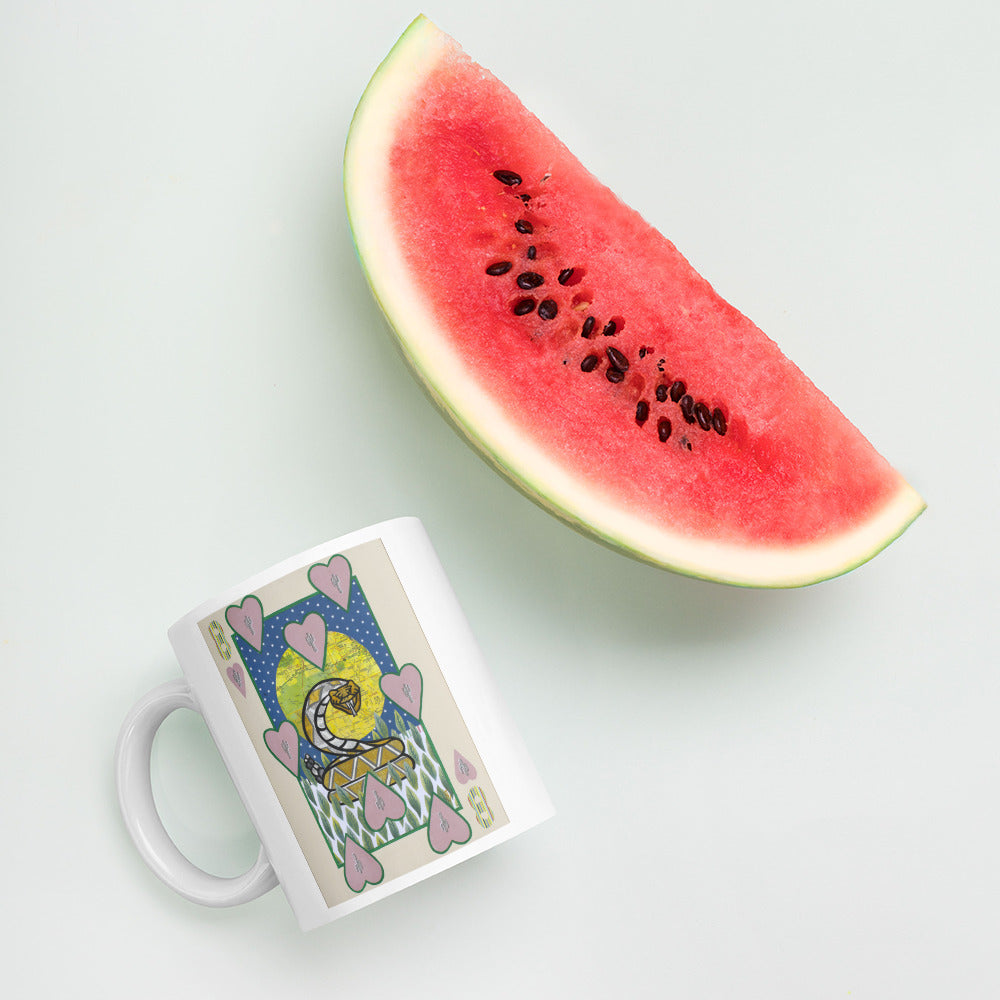 Eight of Hearts by Suzanne Villella | White glossy mug