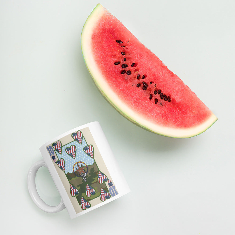 Ten of Hearts by Suzanne Villella | White glossy mug