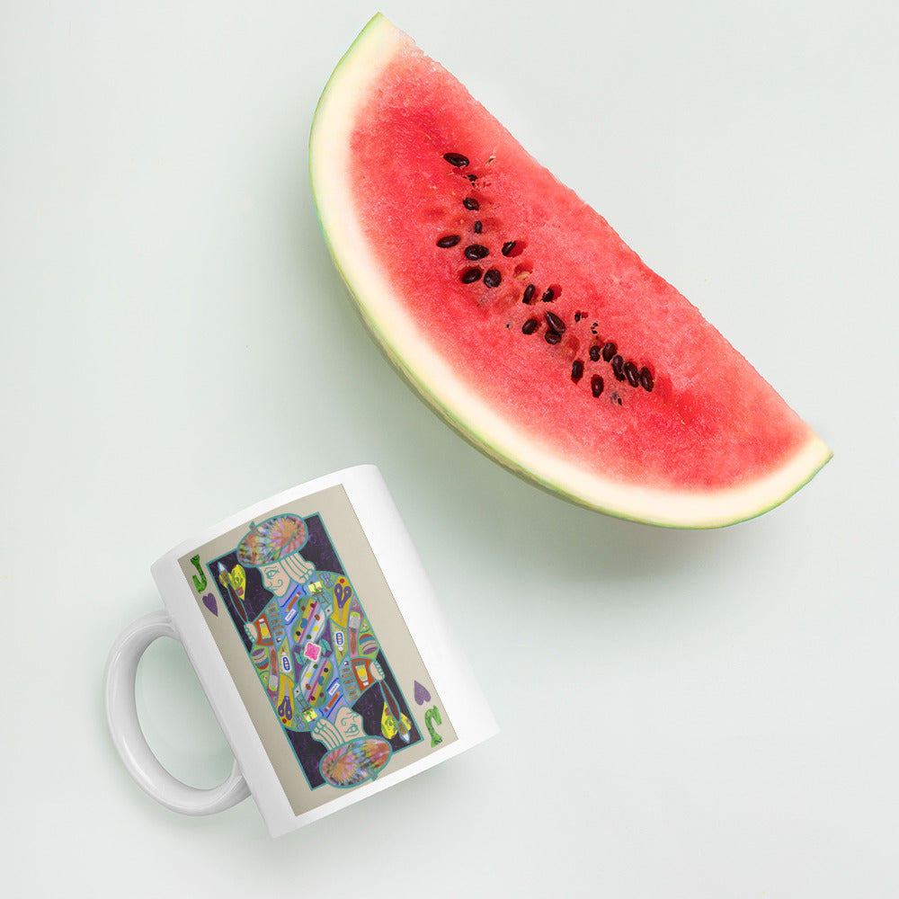 Jack of Hearts by Suzanne Villella | White glossy mug