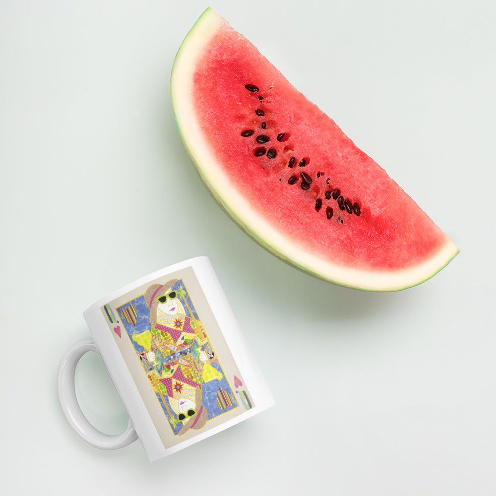 Queen of Hearts by Suzanne Villella | White glossy mug