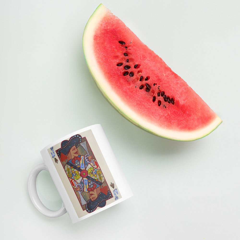 Jack of Spades by Suzanne Villella | White glossy mug