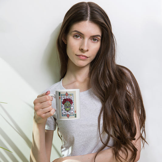 Two of Diamonds by Suzanne Villella | White glossy mug