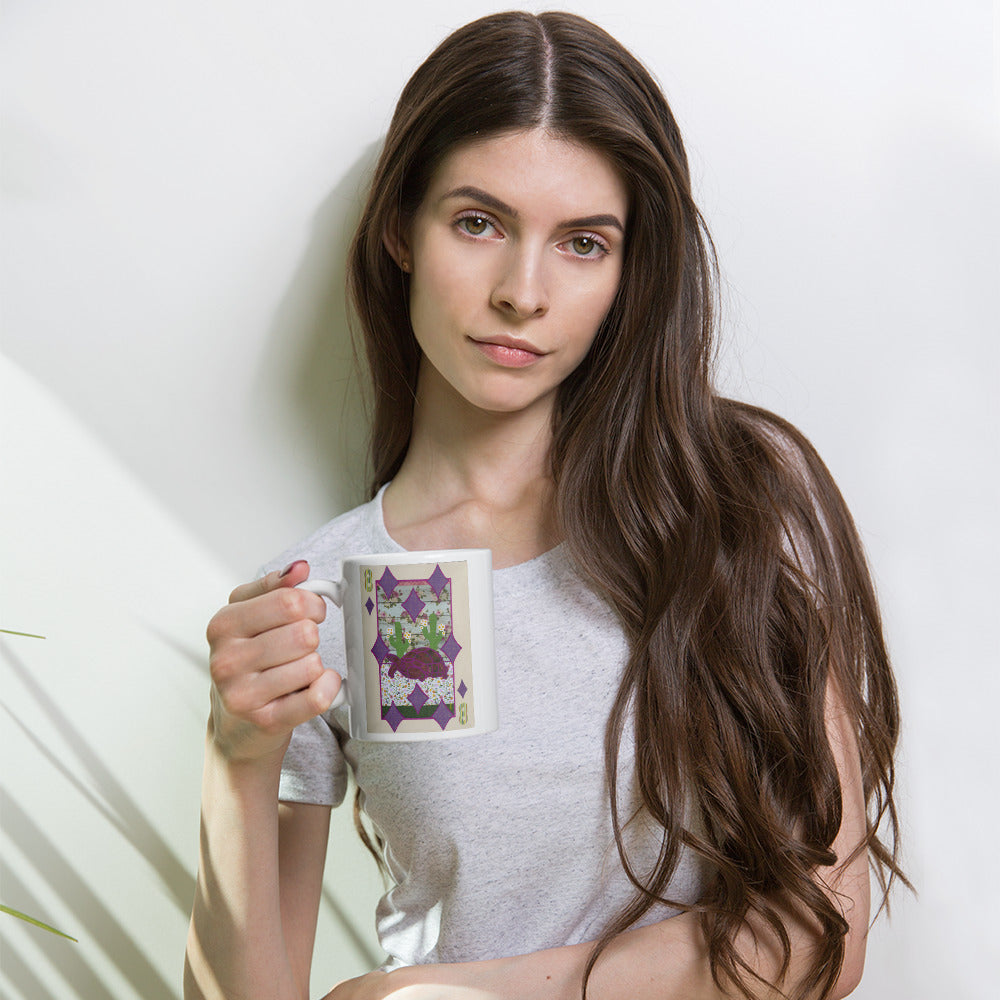 Eight of Diamonds by Suzanne Villella | White glossy mug