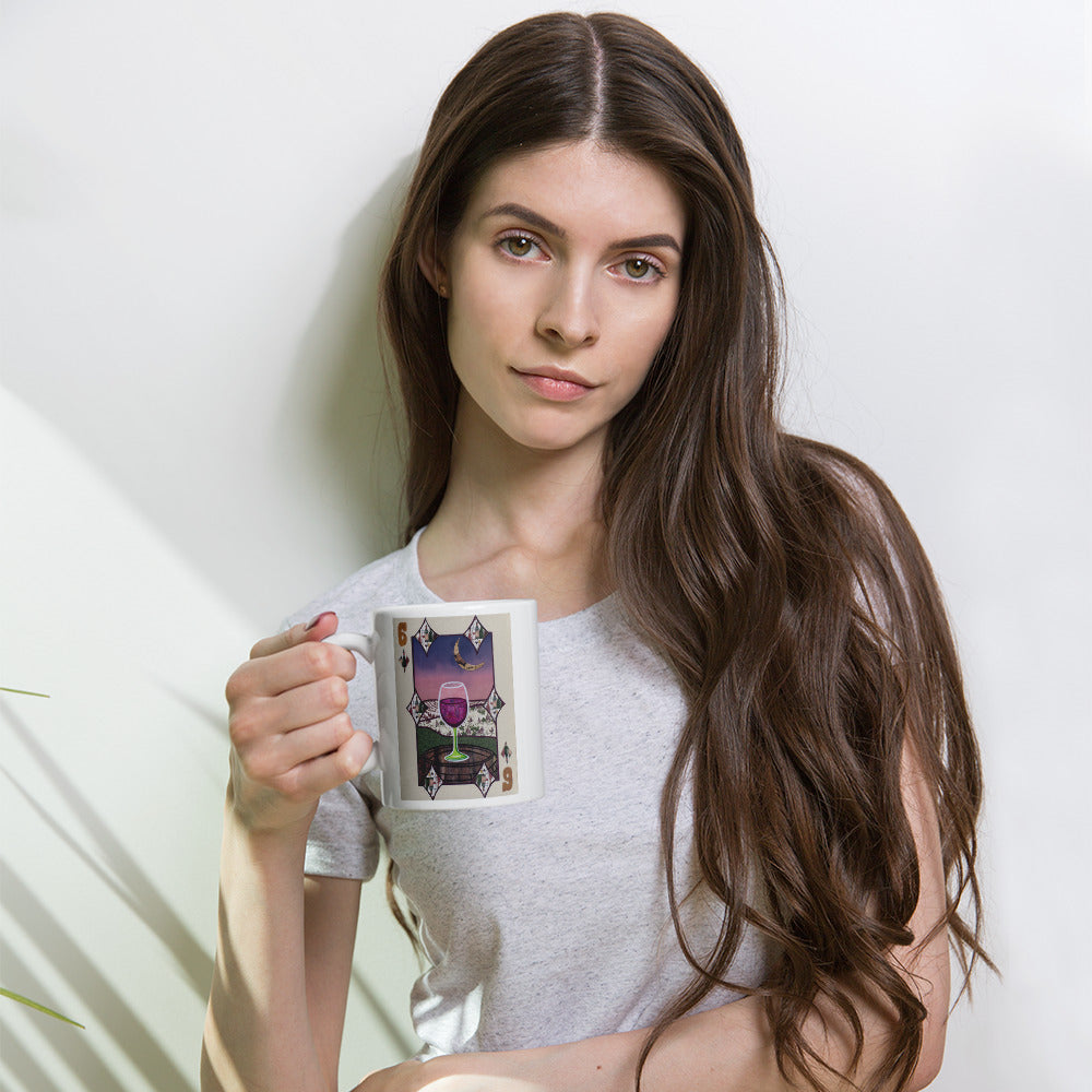 Six of Diamonds by Suzanne Villella | White glossy mug