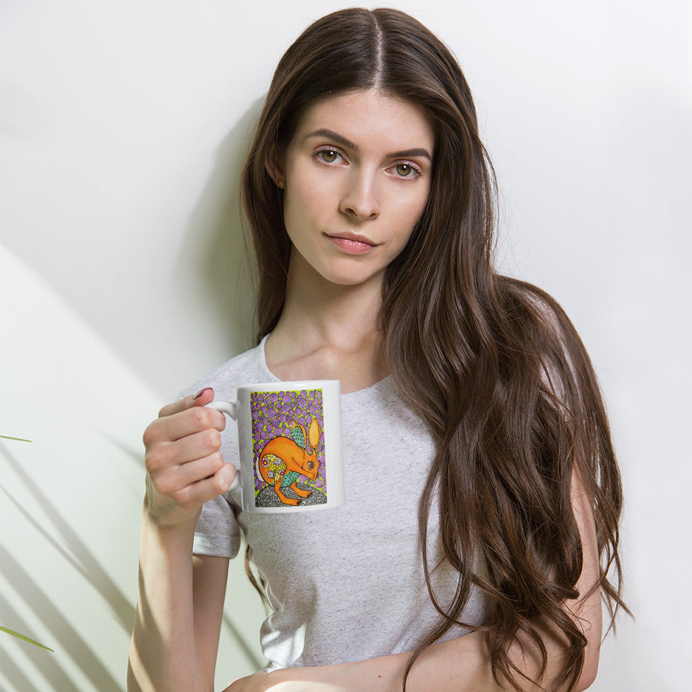 Brown Eyed Girl by Ralph Philabaum | White glossy mug