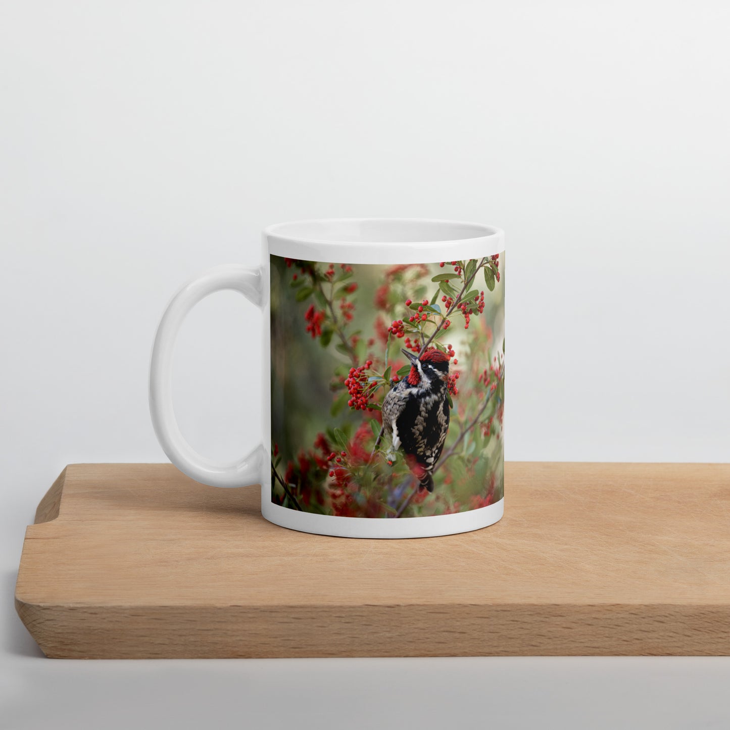 Red Naped Sapsucker by Leslie Leathers Photography | White glossy mug