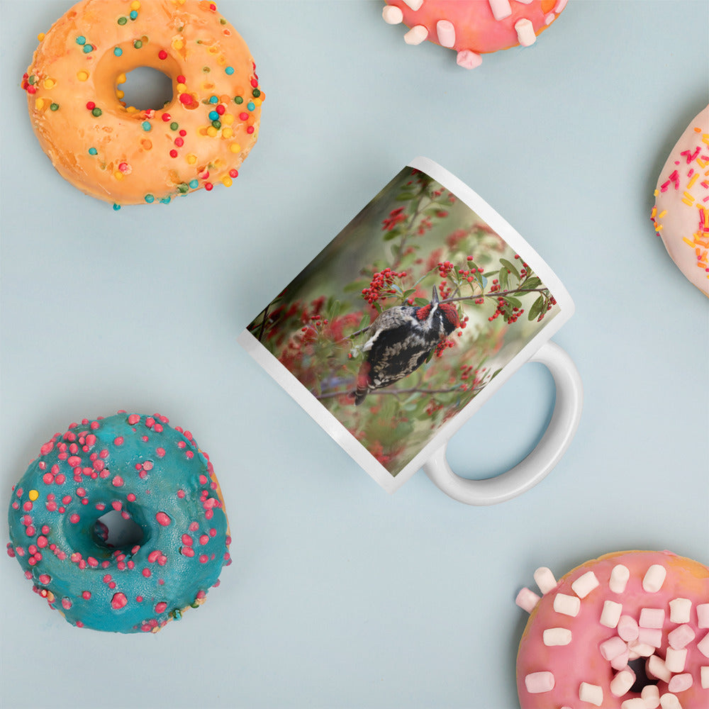 Red Naped Sapsucker by Leslie Leathers Photography | White glossy mug