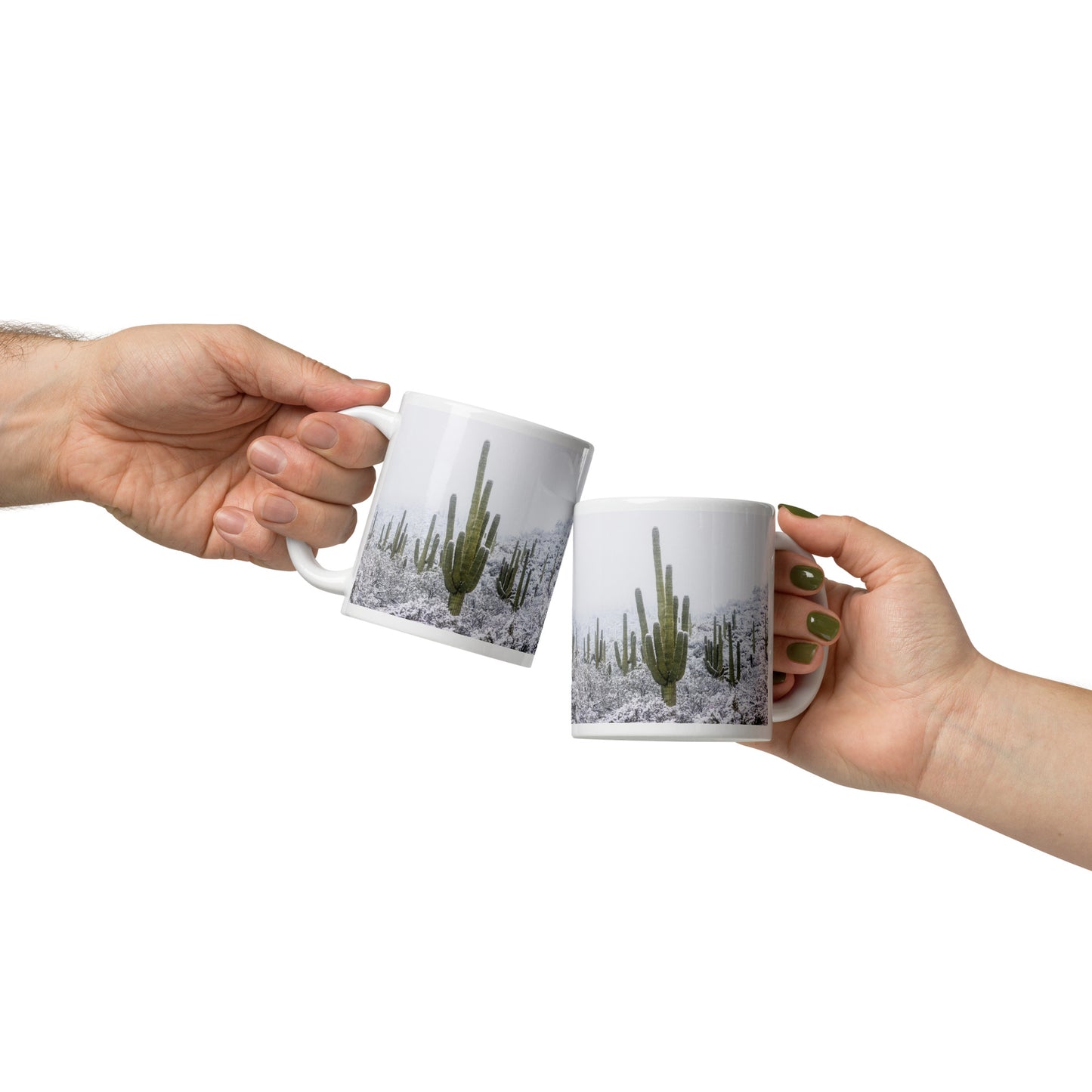 Saguaro Snowfall by Sean Parker Photography | White glossy mug