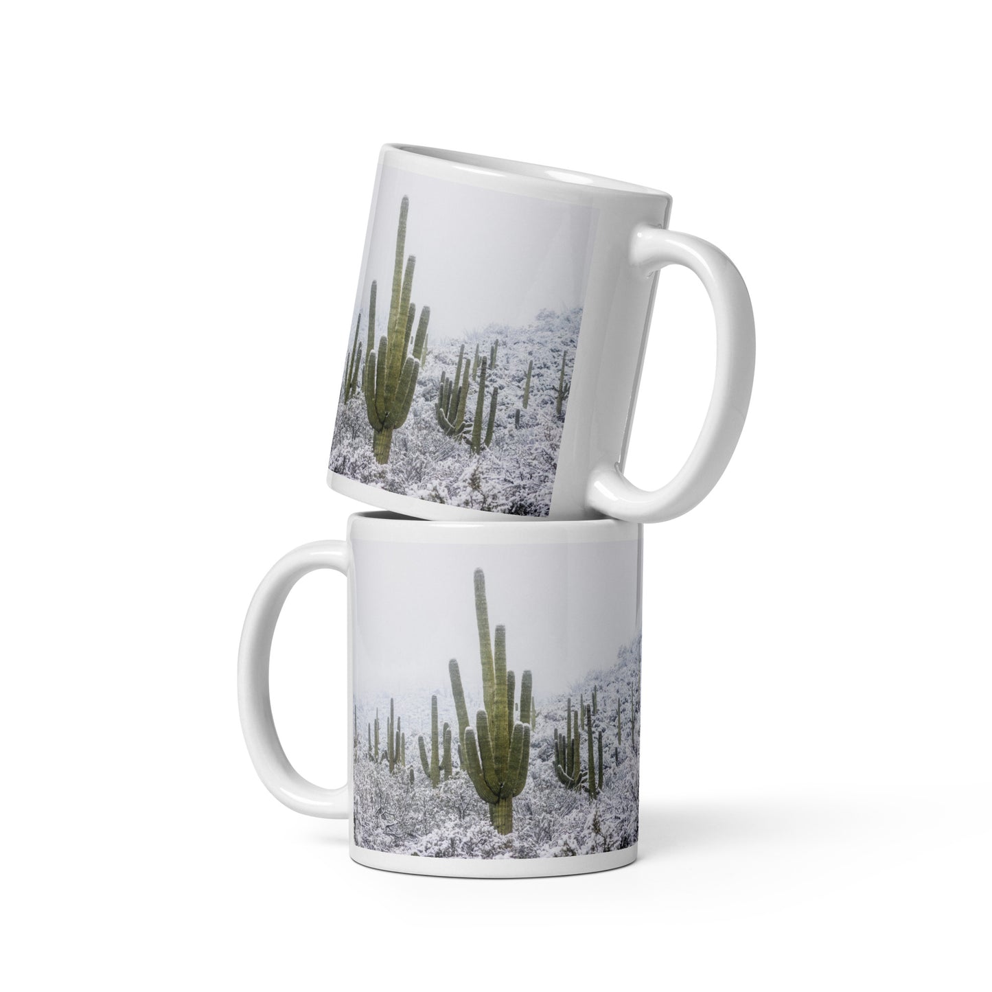 Saguaro Snowfall by Sean Parker Photography | White glossy mug