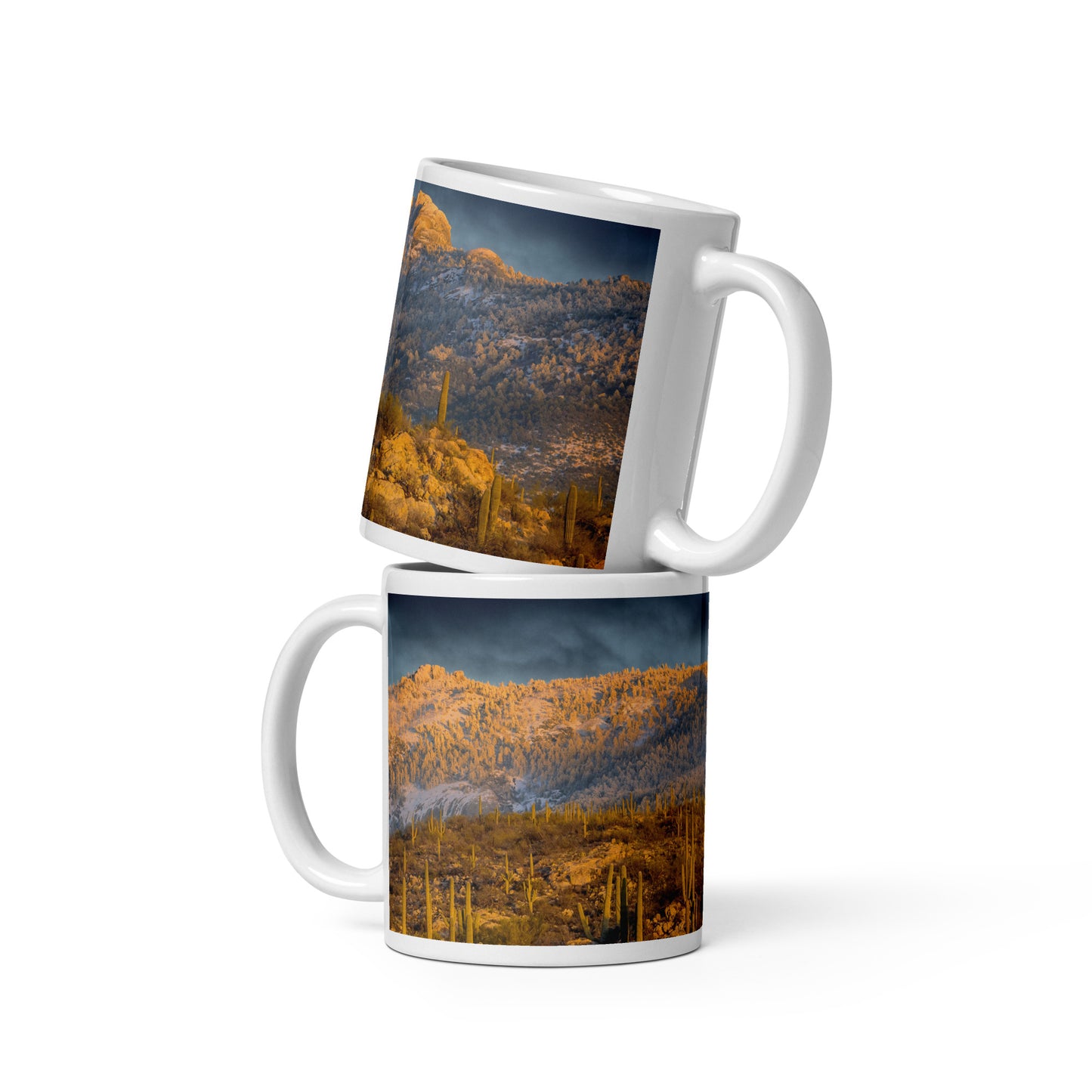 Rincon Mountain Snow by Sean Parker Photography | White glossy mug