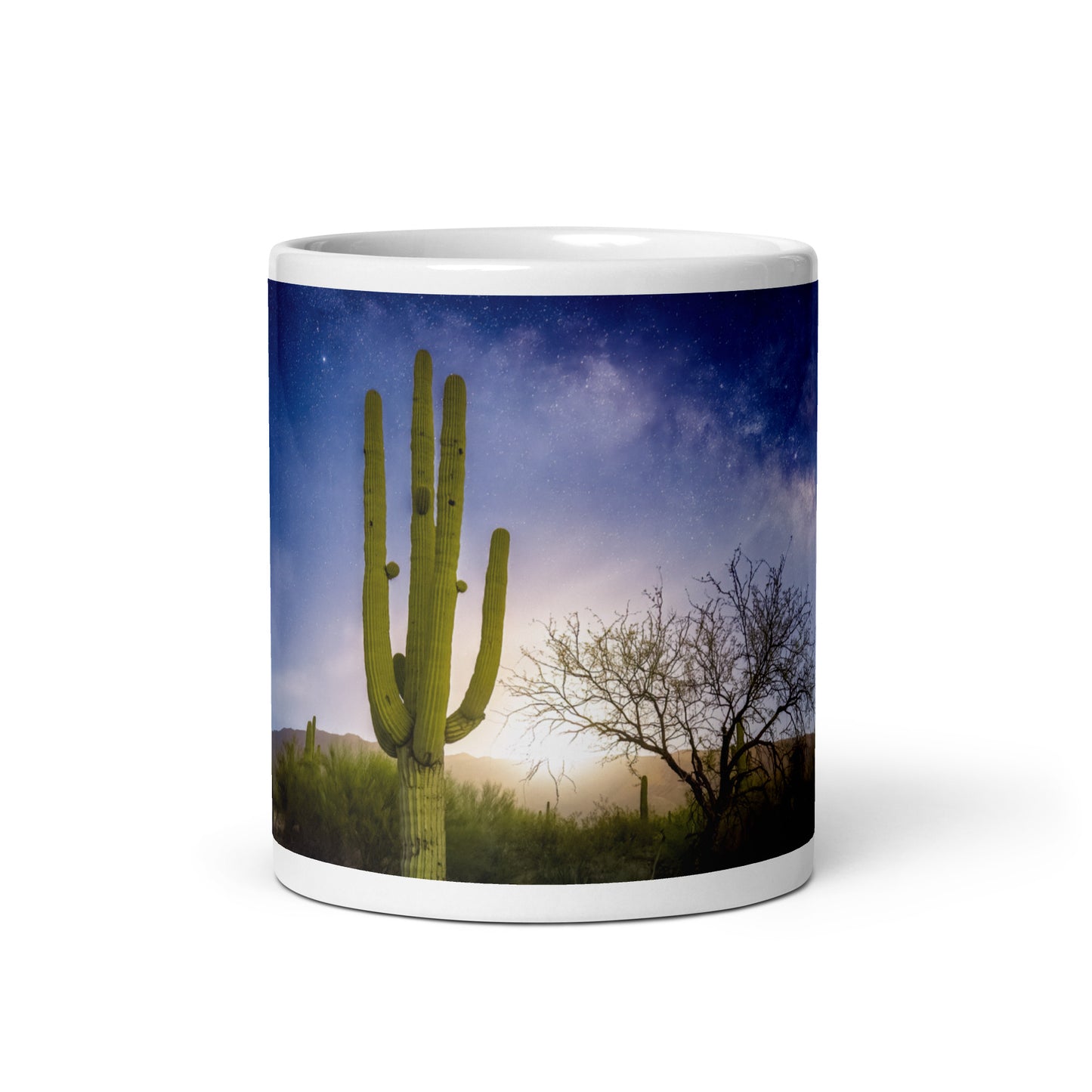 Milkyway Moonrise by Sean Parker Photography | White glossy mug