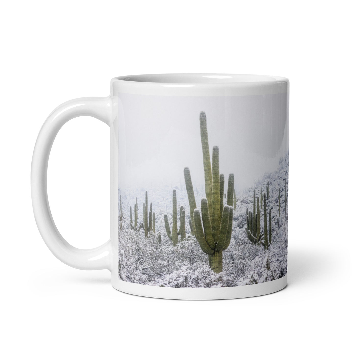 Saguaro Snowfall by Sean Parker Photography | White glossy mug