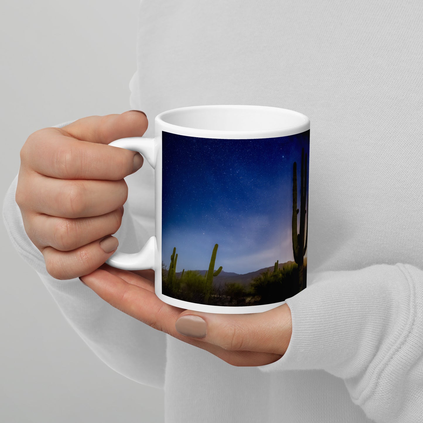 Milkyway Moonrise by Sean Parker Photography | White glossy mug