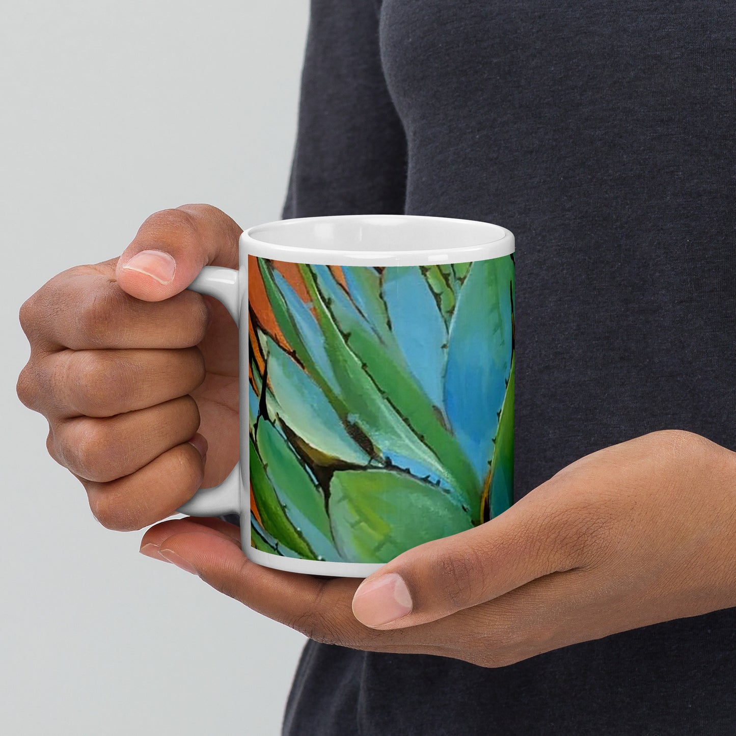 Blue Agave by Andrea Rodriguez | White glossy mug