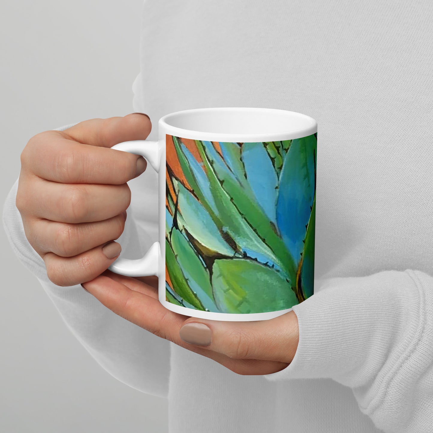 Blue Agave by Andrea Rodriguez | White glossy mug